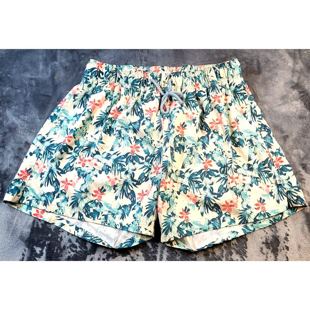 Ocean Coast Floral Hawaiian Print Womens Lined Swim Trunks‎ Shorts Size 2X